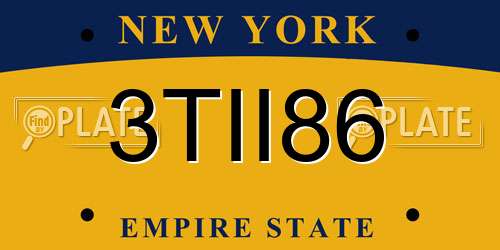 3TII86 New York License Plate
