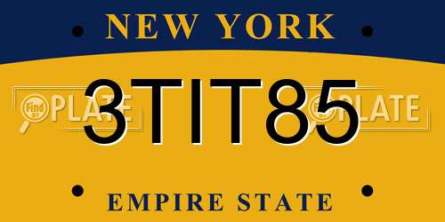 3TIT85 New York License Plate