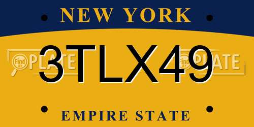 3TLX49 New York License Plate