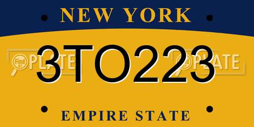 3TO223 New York License Plate
