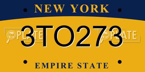 3TO273 New York License Plate