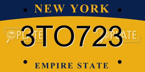 3TO723 New York License Plate
