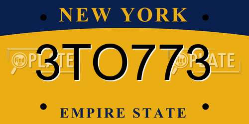 3TO773 New York License Plate