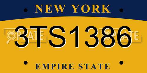 3TS1386 New York License Plate