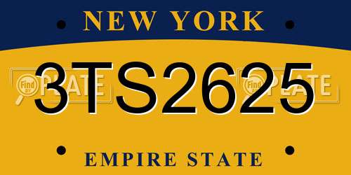 3TS2625 New York License Plate