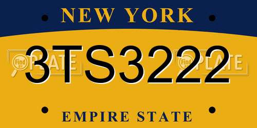 3TS3222 New York License Plate