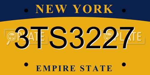 3TS3227 New York License Plate