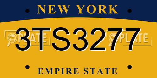 3TS3277 New York License Plate