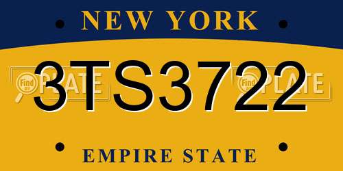 3TS3722 New York License Plate