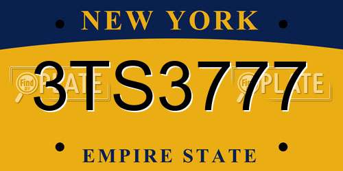 3TS3777 New York License Plate