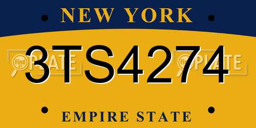 3TS4274 New York License Plate