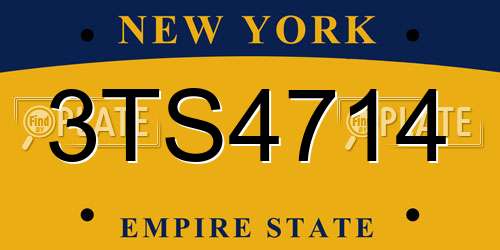 3TS4714 New York License Plate