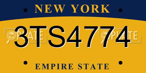 3TS4774 New York License Plate