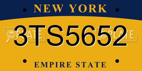 3TS5652 New York License Plate