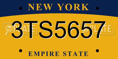 3TS5657 New York License Plate