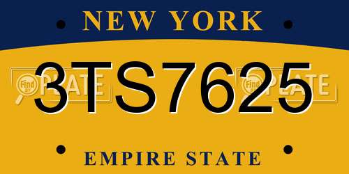 3TS7625 New York License Plate