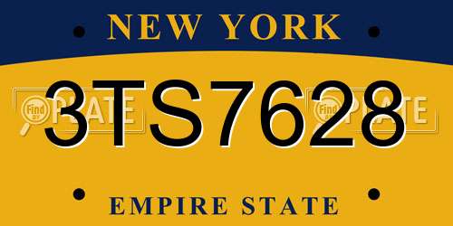3TS7628 New York License Plate