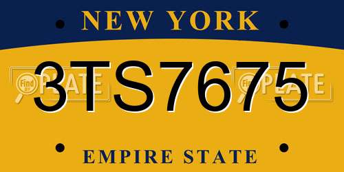 3TS7675 New York License Plate