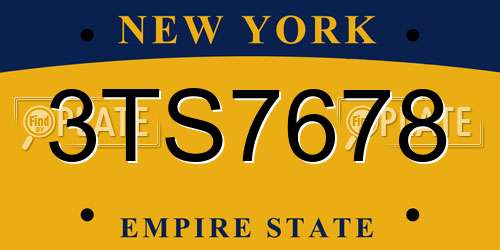 3TS7678 New York License Plate