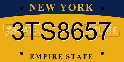3TS8657 New York License Plate