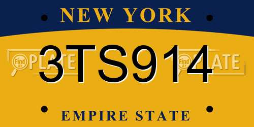 3TS914 New York License Plate