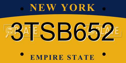 3TSB652 New York License Plate