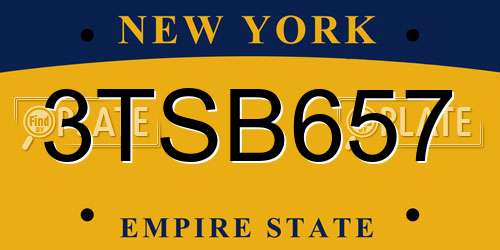 3TSB657 New York License Plate