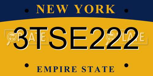 3TSE222 New York License Plate
