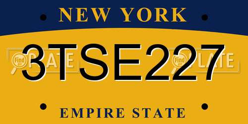 3TSE227 New York License Plate
