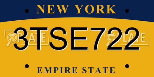 3TSE722 New York License Plate
