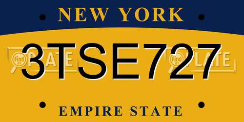 3TSE727 New York License Plate