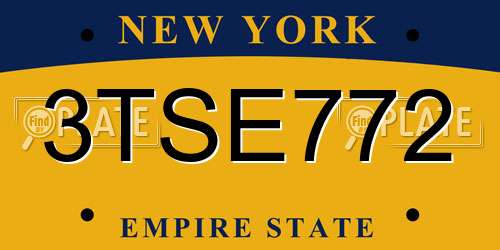 3TSE772 New York License Plate
