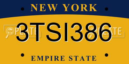 3TSI386 New York License Plate