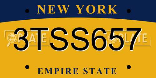 3TSS657 New York License Plate
