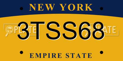 3TSS68 New York License Plate