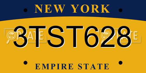 3TST628 New York License Plate
