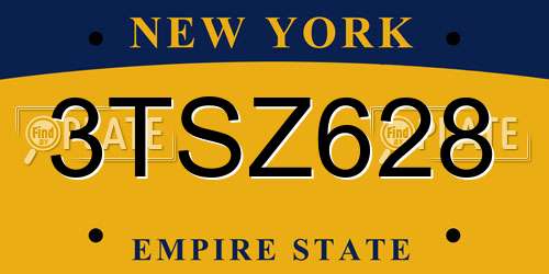 3TSZ628 New York License Plate