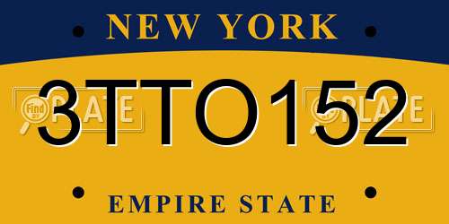 3TTO152 New York License Plate