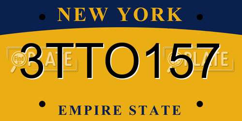 3TTO157 New York License Plate
