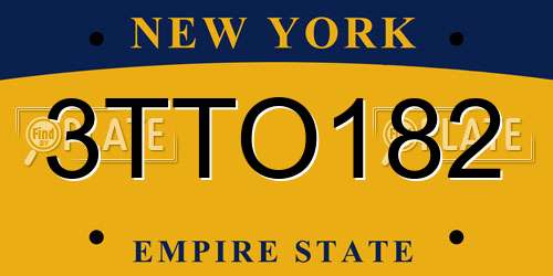 3TTO182 New York License Plate