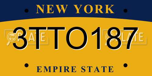 3TTO187 New York License Plate