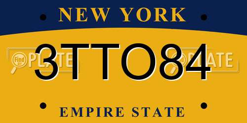 3TTO84 New York License Plate