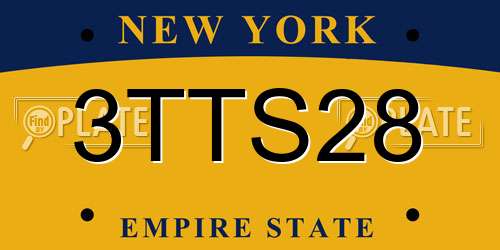3TTS28 New York License Plate