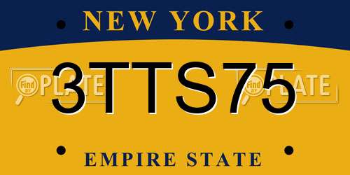 3TTS75 New York License Plate