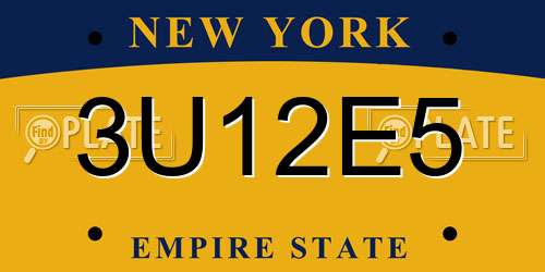 3U12E5 New York License Plate
