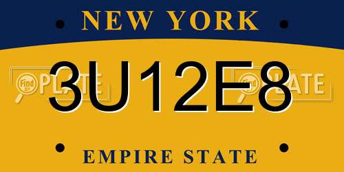 3U12E8 New York License Plate