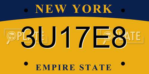 3U17E8 New York License Plate