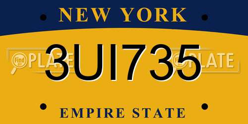 3UI735 New York License Plate