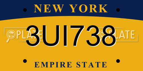 3UI738 New York License Plate