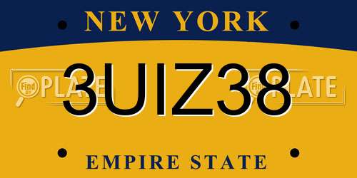 3UIZ38 New York License Plate